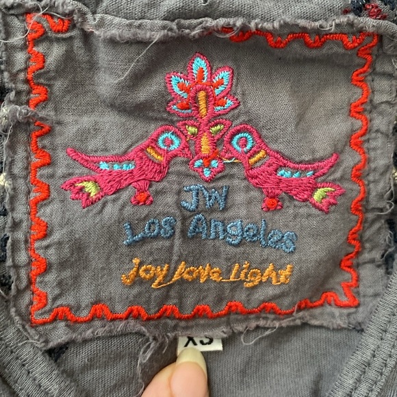 Johnny Was Charcoal Embroidered Tunic Blouse Top - Picture 4 of 6